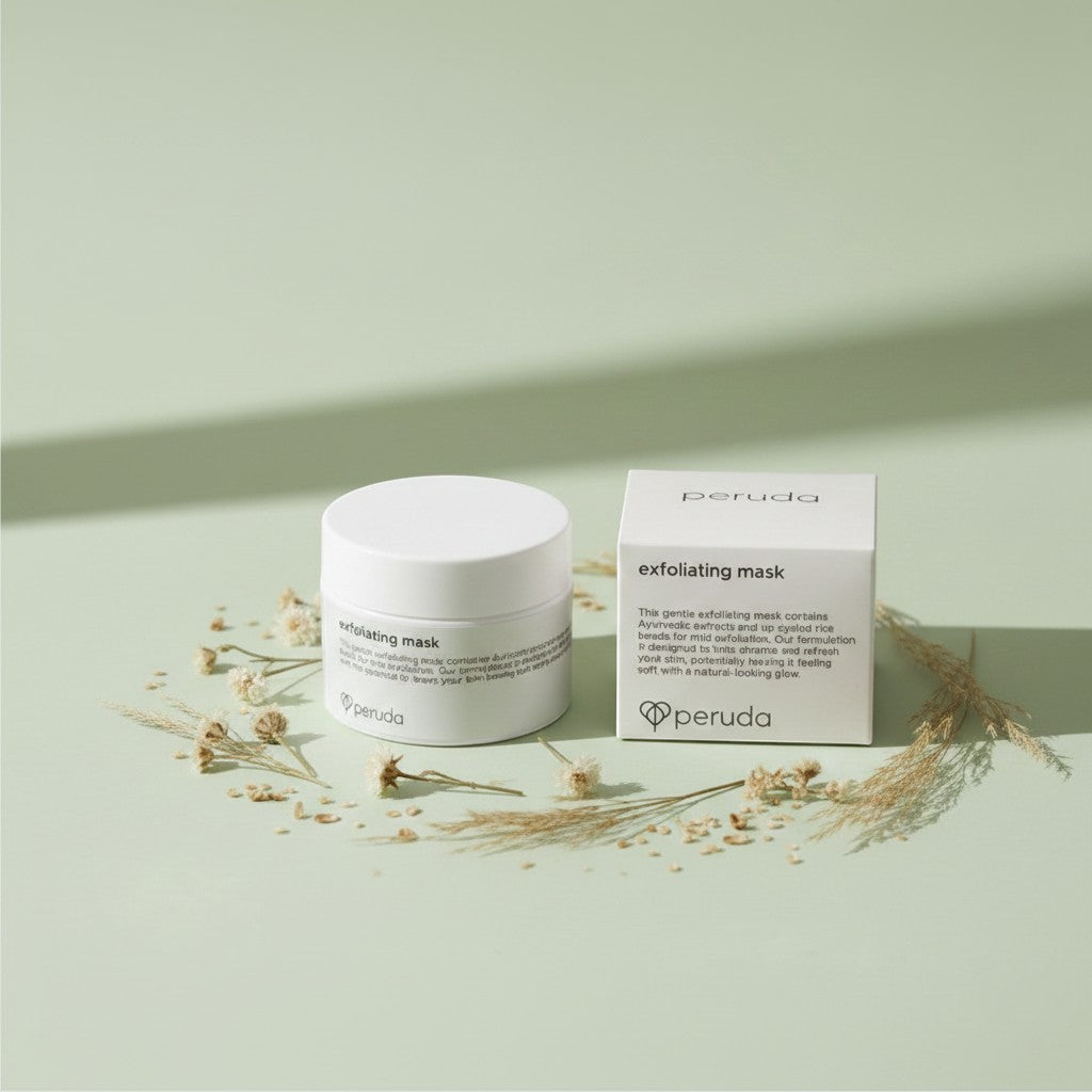 Gentle, natural exfoliating face mask with neem and ayurvedic extracts. A botanical, Amazonian-inspired formula for smooth, glowing skin.