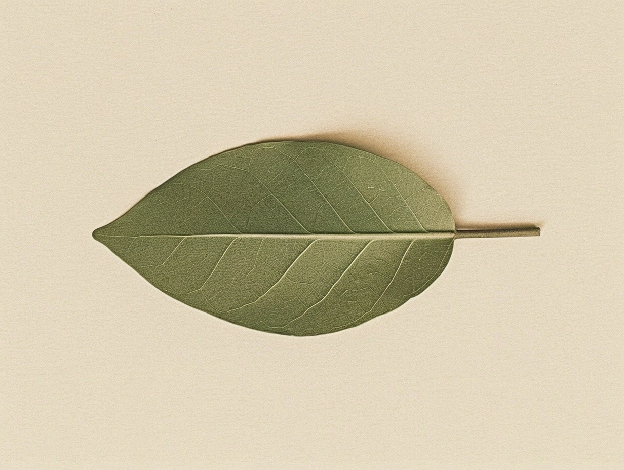 Green leaf on a beige background