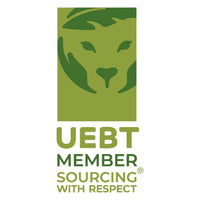 UEBTLogo with a green square containing a stylized animal face, followed by 'UEBT Member Sourcing with Respect' text.